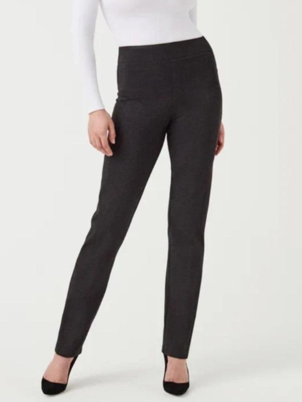 SPANX Charcoal Slum Straight Leg Stretch Pants